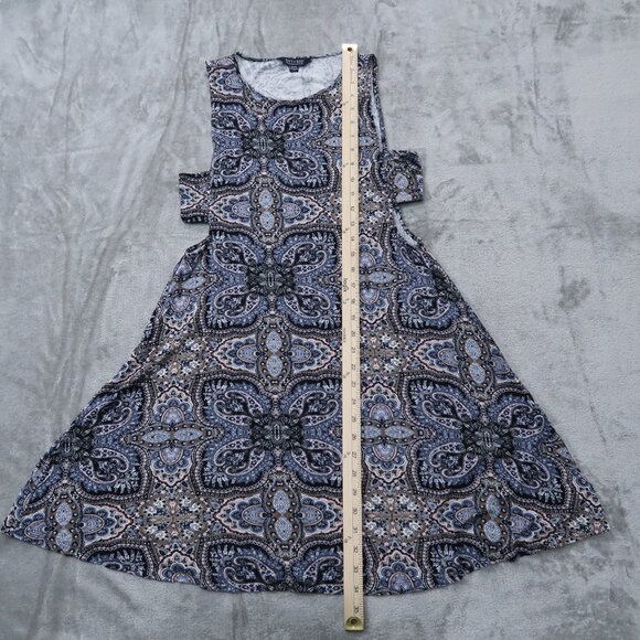 American Eagle Soft & Sexy Swing Dress Womens Midi Paisley Side Cut Outs Boho M - Picture 9 of 15